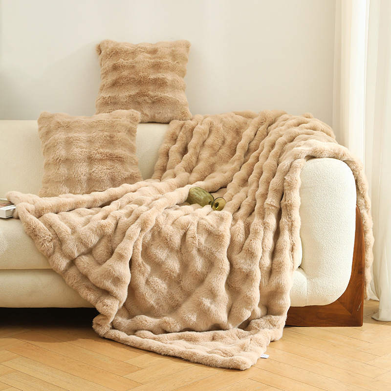 Couverture Polaire Plaid Fourrure Fausse Laine 850 g/m² Très Chaude