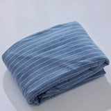 Linge de Lit Drap Housse Drap Matelas Uni Coton tricot Confort Adulte Rayure Bleu