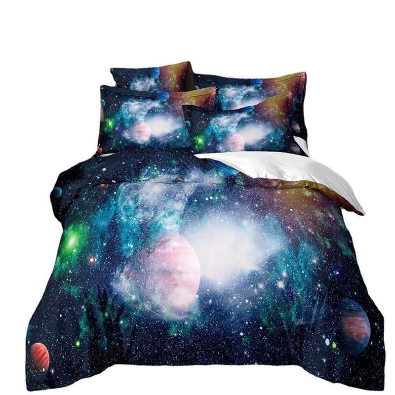 Housse de Couette Deux Taies 3D Galaxie Planète 1 Personne 2 Personnes