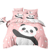 Housse de Couette et Deux Taies Panda Rose 140 cm