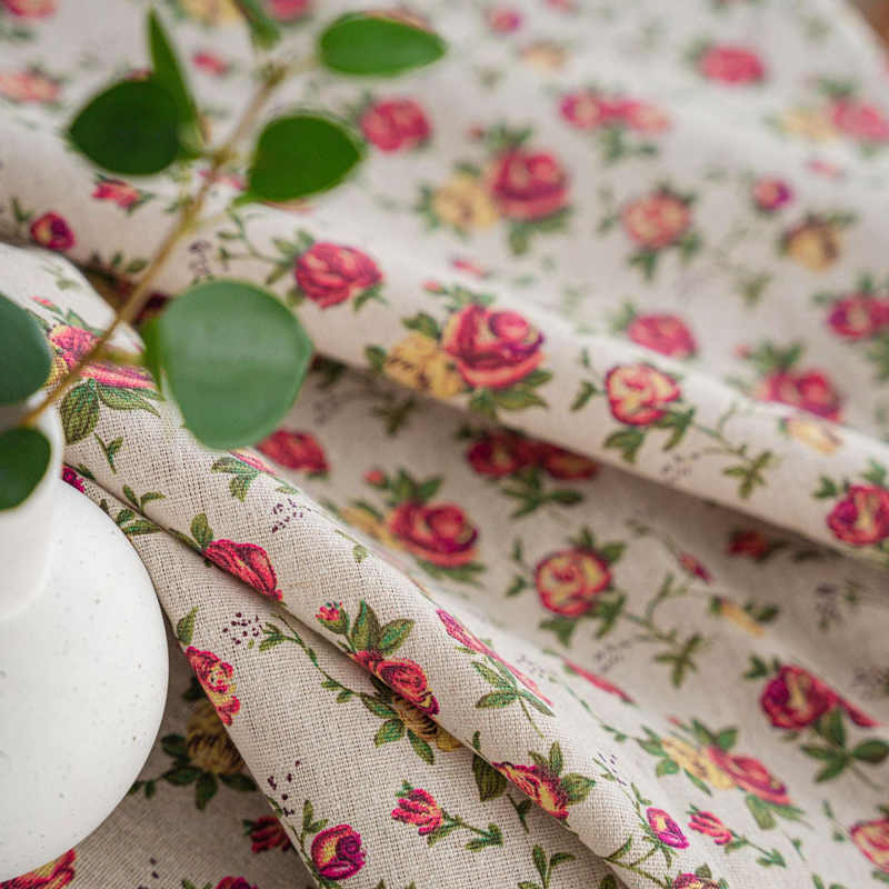 Nappe Table en Lin Rose Fantaisie Fleuris Salle à Manger Restaurant