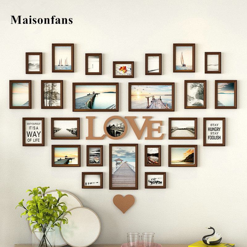 Lot de 24 cadres photos en bois