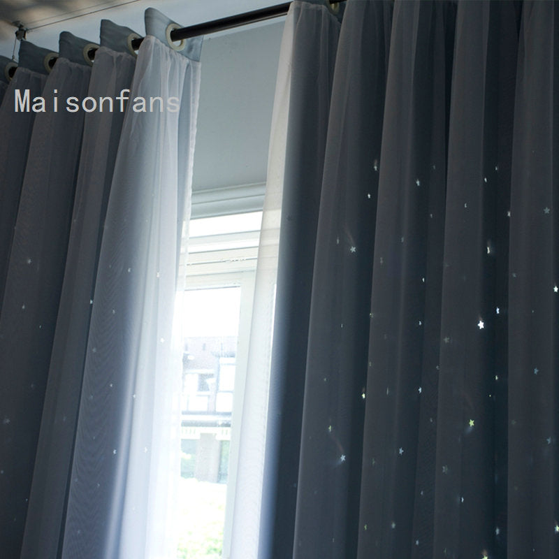 Rideau Étoiles avec Voilage Occultant 150 x H260cm Enfant Fille