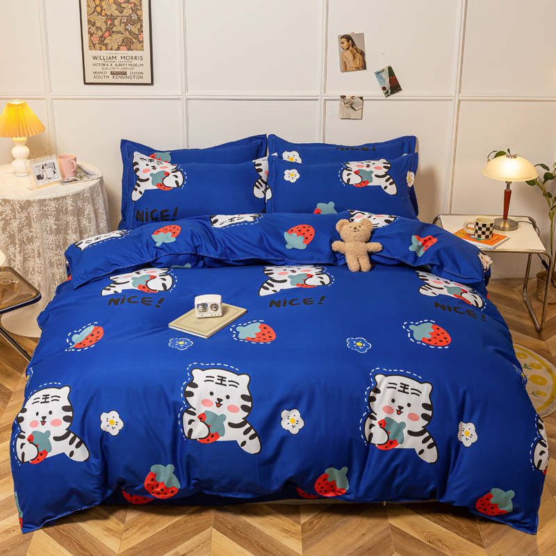 Housse de Couette et Deux Taies Tigre Bleu 200cm Enfant Garçon Fille