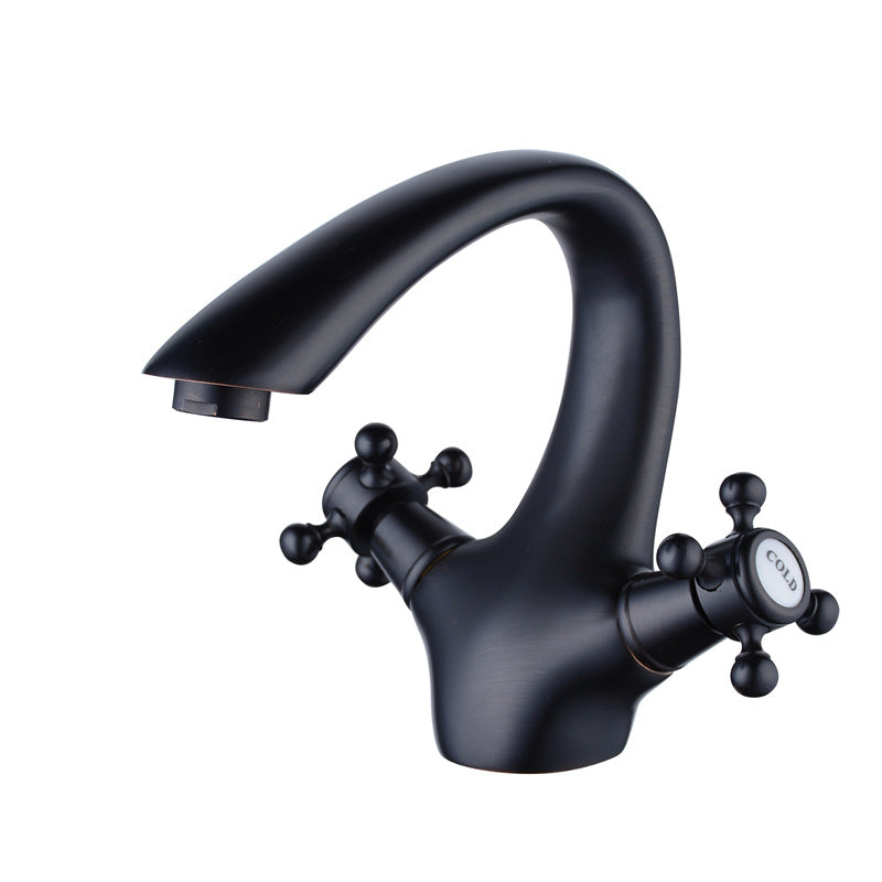 Mitigeur de lavabo à deux poignées noir mat en laiton pas cher