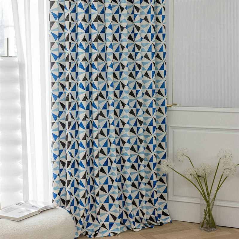 Rideau scandinave Prisme imprimé tamisant 140x260cm bleu