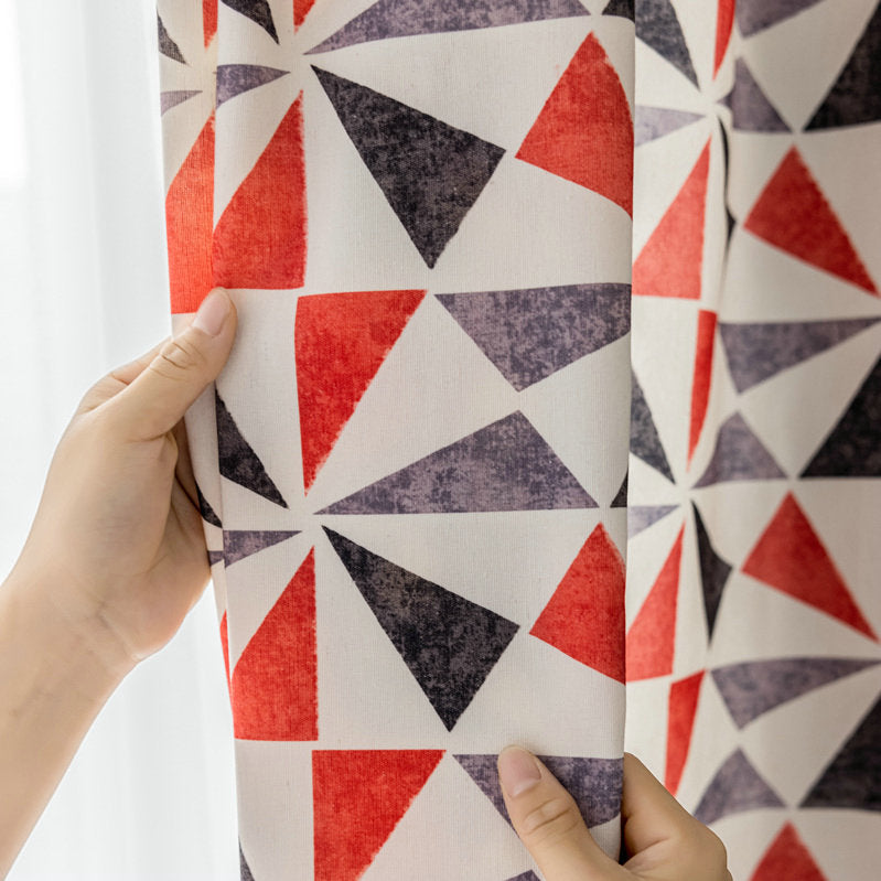 Rideau scandinave Prisme imprimé tamisant 140x260cm rouge