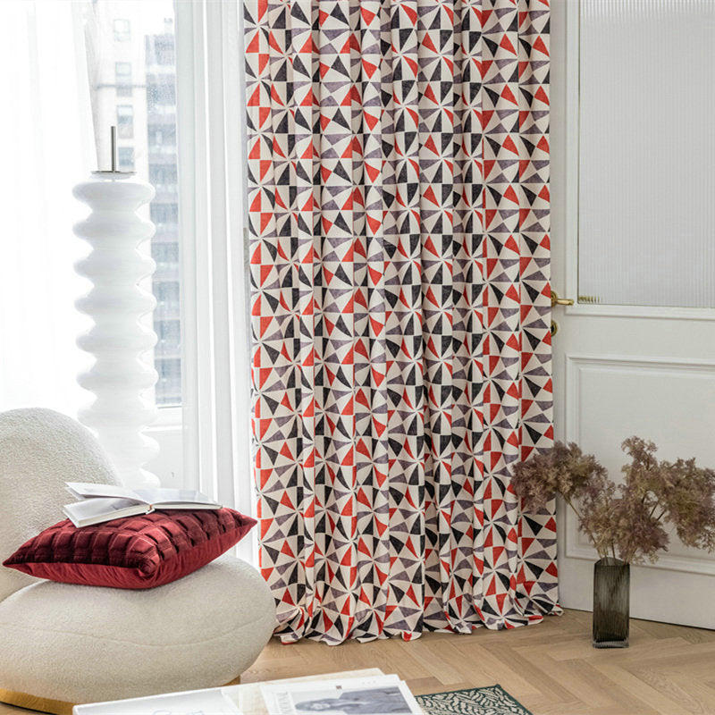 Rideau scandinave Prisme imprimé tamisant 140x260cm rouge