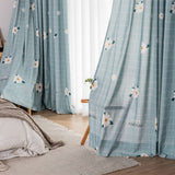 Rideau à œillets Tamisant Fleuri 140x260cm Bleu Fille Chambre ado