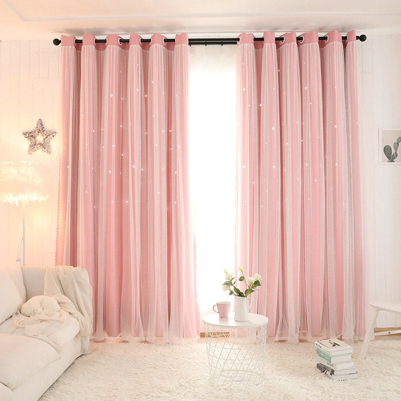 Rideau Étoiles avec Voilage Occultant 150 x H260cm Enfant Fille