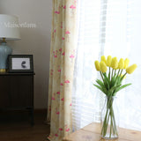 Rideau tamisant jaune flamant rose 135 x H240 cm pour chambre fille salon