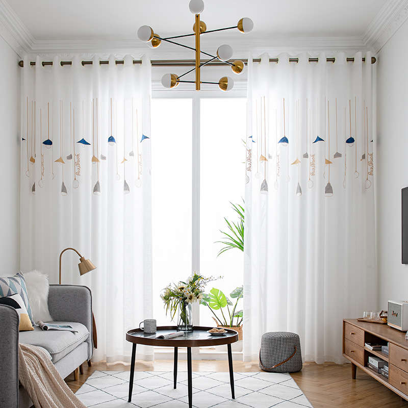 Voilage à œillets Broderie Suspension 140 X 240 cm Rideau Decor Salle