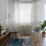 Voilage rideau à œillets oiseau-mouche fleur imprimé bleu rose