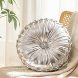 Coussin de Canapé Rond Plissé Brillant 35cm Citrouille Roue de Voiture Argenté