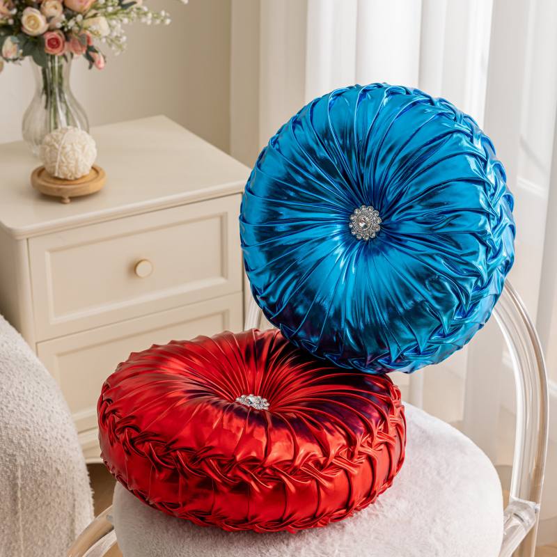 Coussin de Canapé Rond Plissé Brillant 35cm Citrouille Roue de Voiture