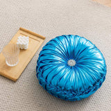 Coussin de Canapé Rond Plissé Brillant 35cm Citrouille Roue de Voiture Bleu