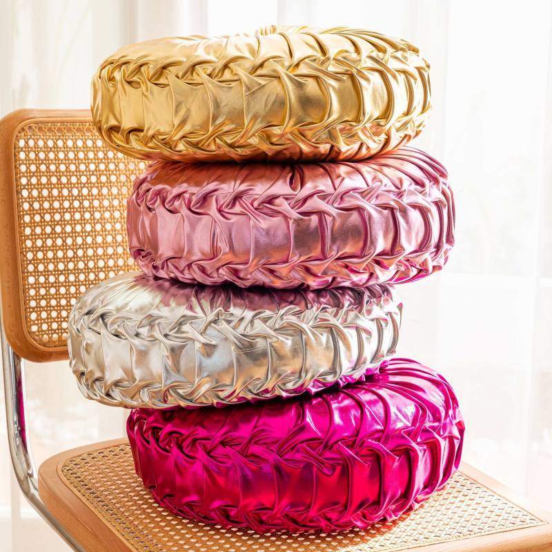 Coussin de Canapé Rond Plissé Brillant 35cm Citrouille Roue de Voiture