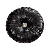 Coussin de Canapé Rond Plissé Brillant 35 cm Noir