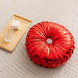 Coussin de Canapé Rond Plissé Brillant 35cm Citrouille Roue de Voiture Rouge