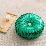 Coussin de Canapé Rond Plissé Brillant 35cm Citrouille Roue de Voiture Vert