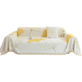 Couverture de Canapé en Chenille Ginkgo Jaune Housse de Canapé Sofa