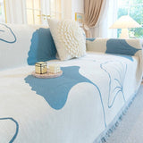 Couverture de Canapé en Chenille Ginkgo Bleu Housse de Canapé Sofa