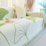 Couverture de Canapé en Chenille Ginkgo Vert Housse de Canapé Sofa