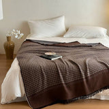 Couverture Plaid Doux Tissé Jacquard Carreaux Rétro 140*190cm Canapé