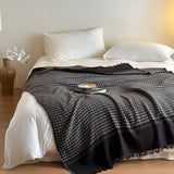 Couverture Plaid Doux Tissé Jacquard Carreaux Rétro 140*190cm Canapé