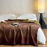 Couverture Plaid Doux Tissé Jacquard Carreaux Rétro 140*190cm Canapé