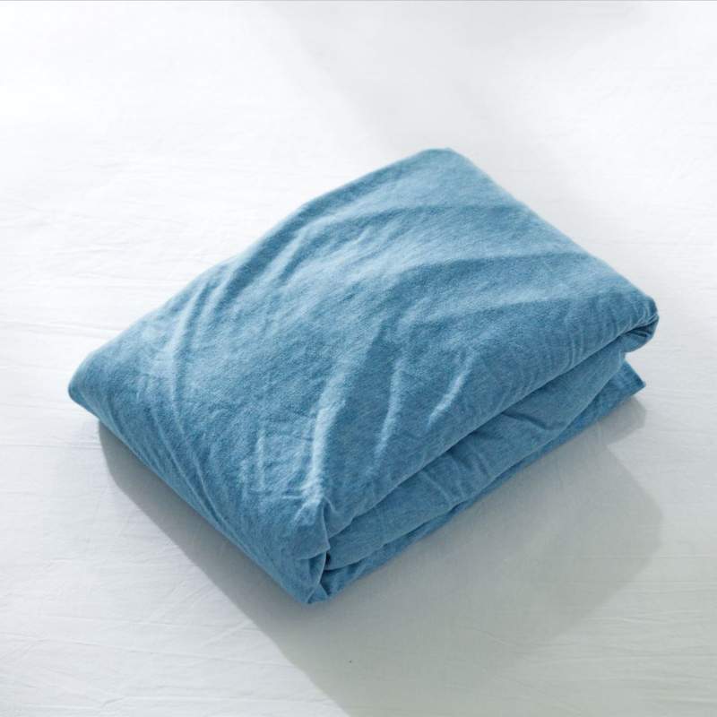 Linge de Lit Drap Housse Drap Matelas Uni Coton tricot Confort Adulte Bleu Vert
