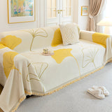 Couverture de Canapé en Chenille Ginkgo Jaune Housse de Canapé Sofa