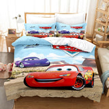 Housse de couette 2 Taies 3d Parure de lit Disney Cars Enfants Flash McQueen Cruz Ramirez Voiture de Course