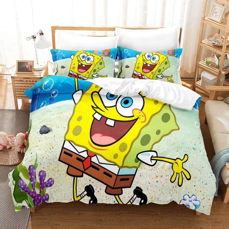 Housse de Couette Enfant et Deux Taies Bob L'eponge 240cm-maisonfans.com