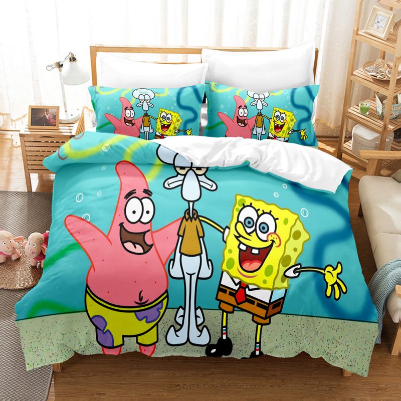 Housse de Couette Enfant et 2 Taies Bob L'eponge 240cm-maisonfans.com
