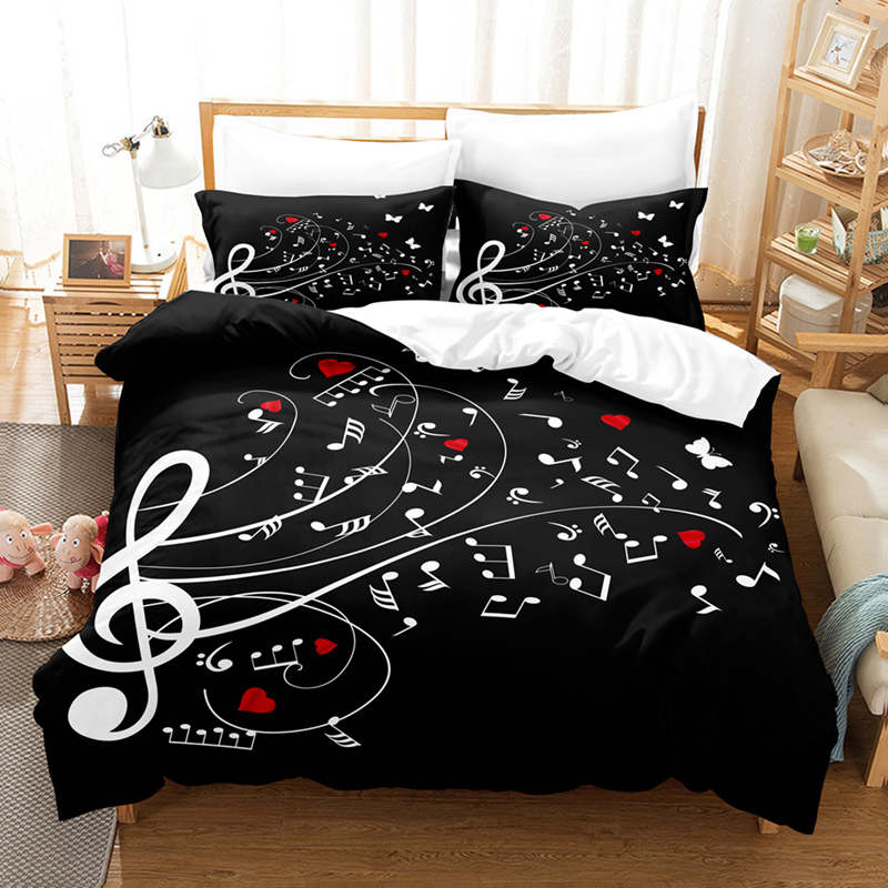 Musique Housse de Couette et Deux Taies 3D Note Musical 2 Personnes