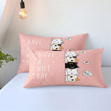 Housse de Couette Enfant et Deux Taies 3D Chat Rose Fille 1 Personne
