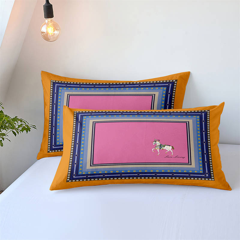 Housse de Couette et Deux Taies Cheval Rose 3D Elegant-Maisonfans.com