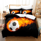 Housse de Couette et Deux Taies 3D Football Noir 1 Personne 2 personnes
