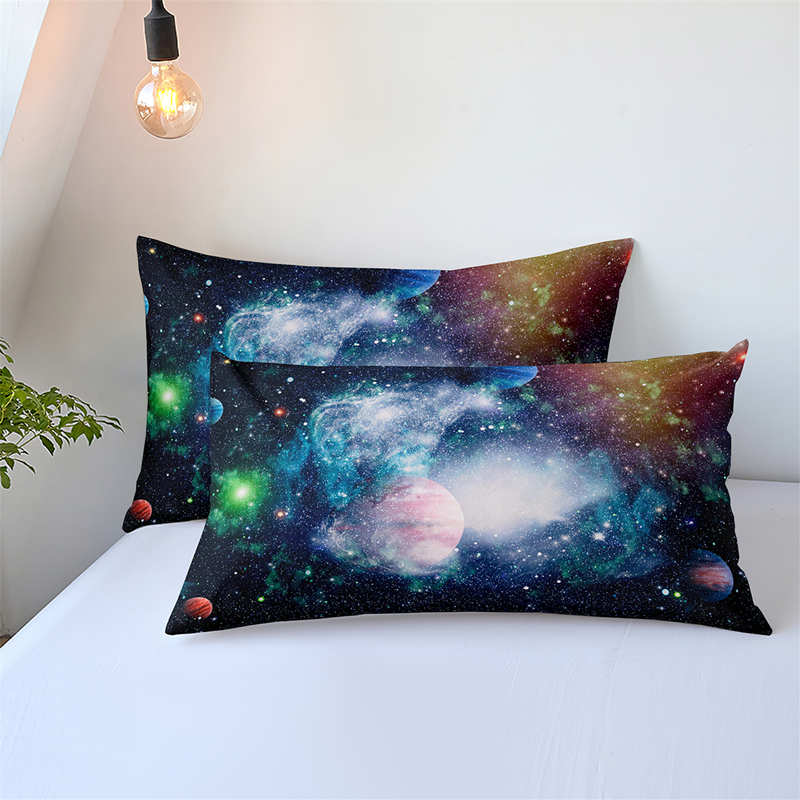 Housse de Couette Deux Taies 3D Galaxie Planète 1 Personne 2 Personnes