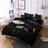 Housse de Couette et Deux Taies 3D Manette Noir 240cm Garçon Adulte 240cm