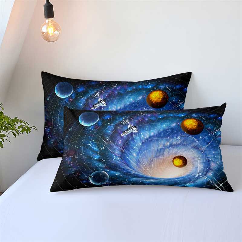 Housse de Couette Enfant Deux Taies 3D Imprimé 240cm Bleu 2 Personnes