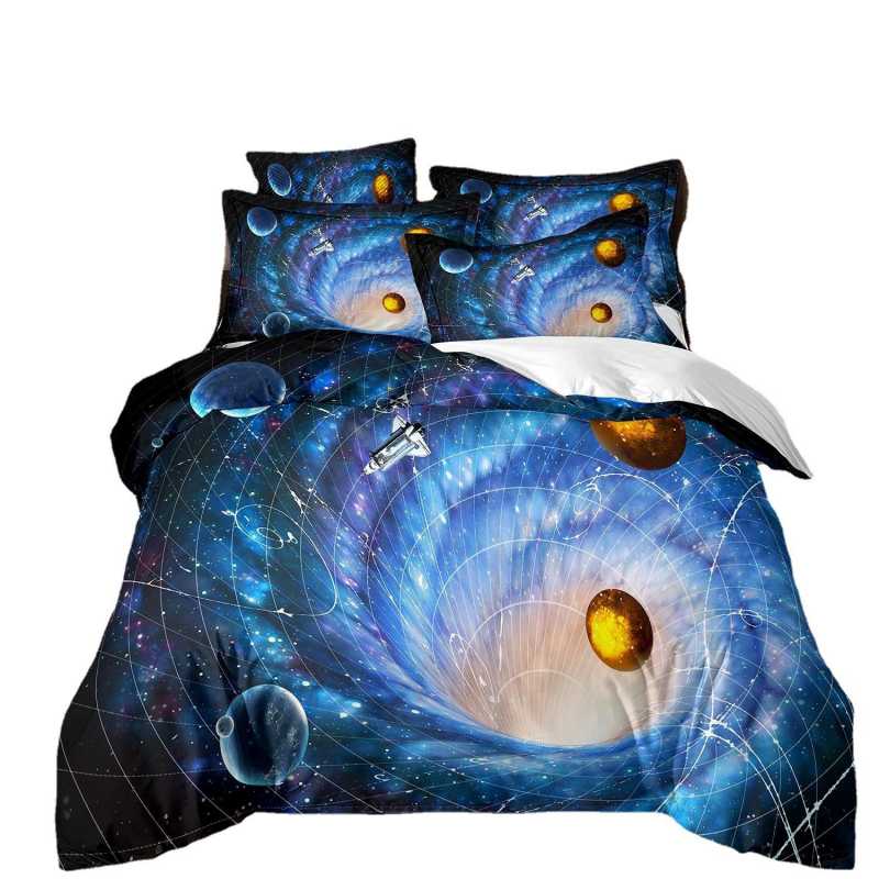 Housse de Couette Enfant Deux Taies 3D Imprimé 240cm Bleu 2 Personnes