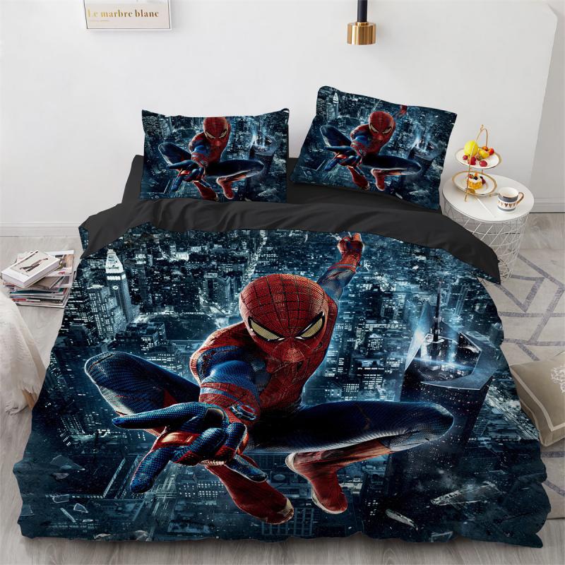 Housse de Couette et Deux Taies 3D Spiderman Scène Nocturne