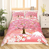 Housse de Couette Fille Deux Taies Arbre de Cerise Rose 240cm 260cm