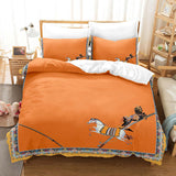 Housse de Couette et Deux Taies Baroque Cheval Orange 240 cm Classique