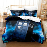 Housse de couette et 2 taies 3D Architecture Bleu 240cm Deux Personnes