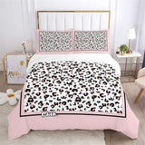 Housse de Couette et Deux Taies d'Oreiller Léopard Rose (240 cm) Fille