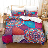 Housse de Couette 3D Bohème et Deux Taies Fuchsia Mandala Ethnique