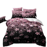 Housse de Couette et Deux Taies 3D Fleuri Rose 240cm 200cm 140cm